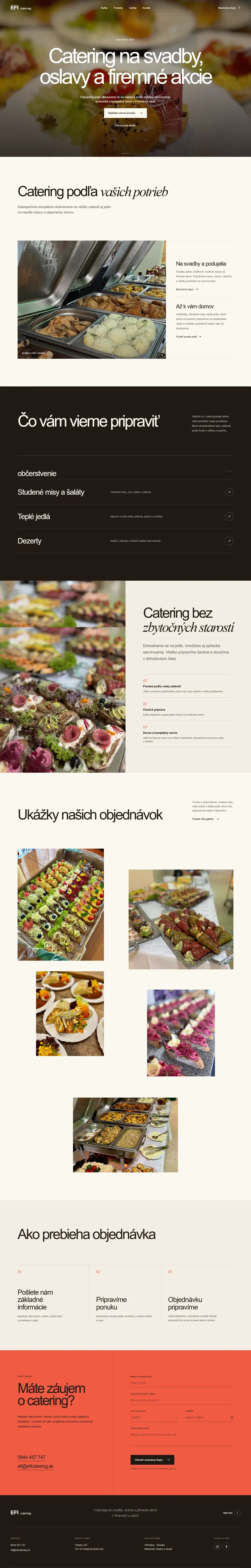 Web pre cateringovú firmu — ukážka celej stránky